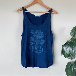 Obey Rose Waltz Logo Graphic Racerback Tank Top